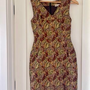Dolce & Gabbana Brown and Gold Patterned Midi Dress